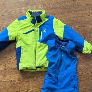 Spyder Neon Green and Blue Winter Ski Set